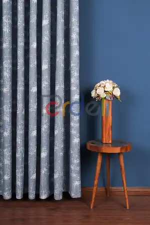 Mavi-beyaz Renk Geçişli Jakar Dokuma Fon Perde