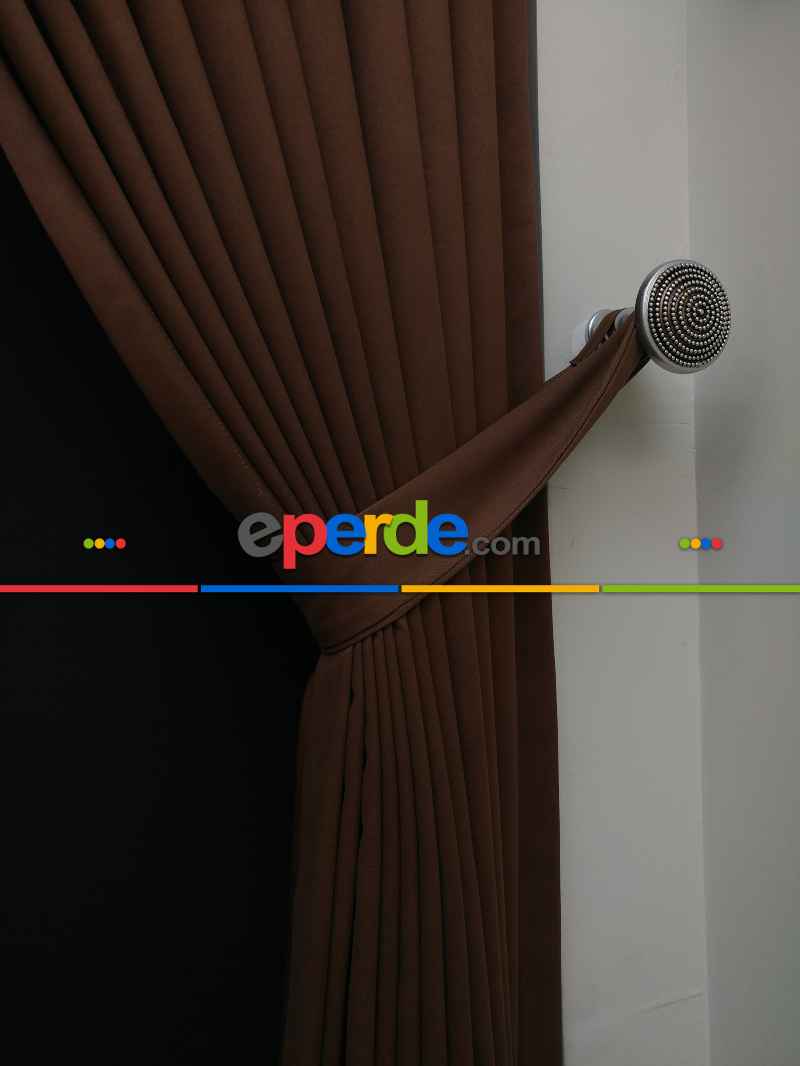 Düz Renk Dökümlü Fon Perde (150)- Kahve Açık