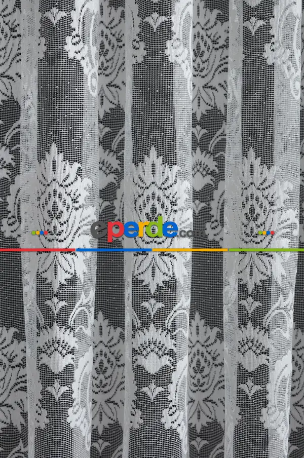 Damask Desen Jakarlı Tül