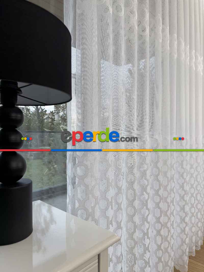 Desenli Fransız Dantel Örme Tül Perde, Desenli Ütü İstemeyen Tül