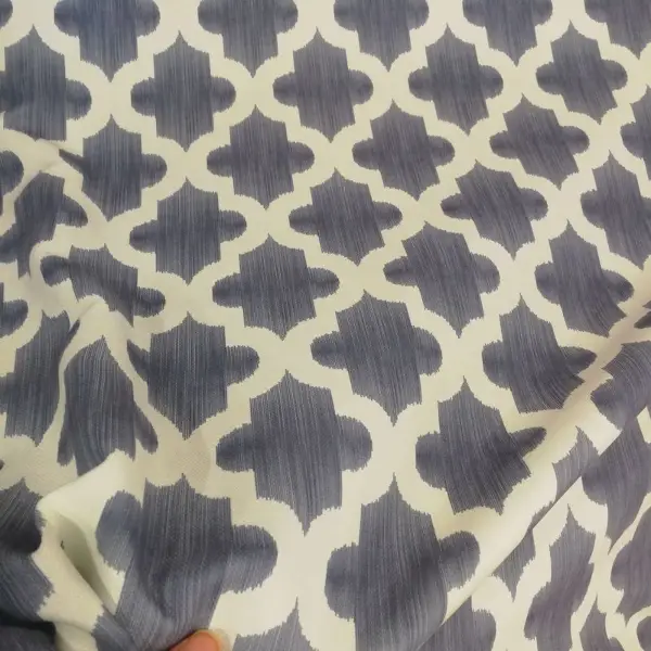 Geometrik Desenli Fon Perde Evm366 _g - Kumaşı Kalındır Duck Bezi Değildir.- Gri-füme-antrasit-beyaz