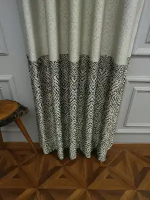 Modern Pano Fon Perde Bantlı Çift Renk - 501- Bej-füme-gri Açık