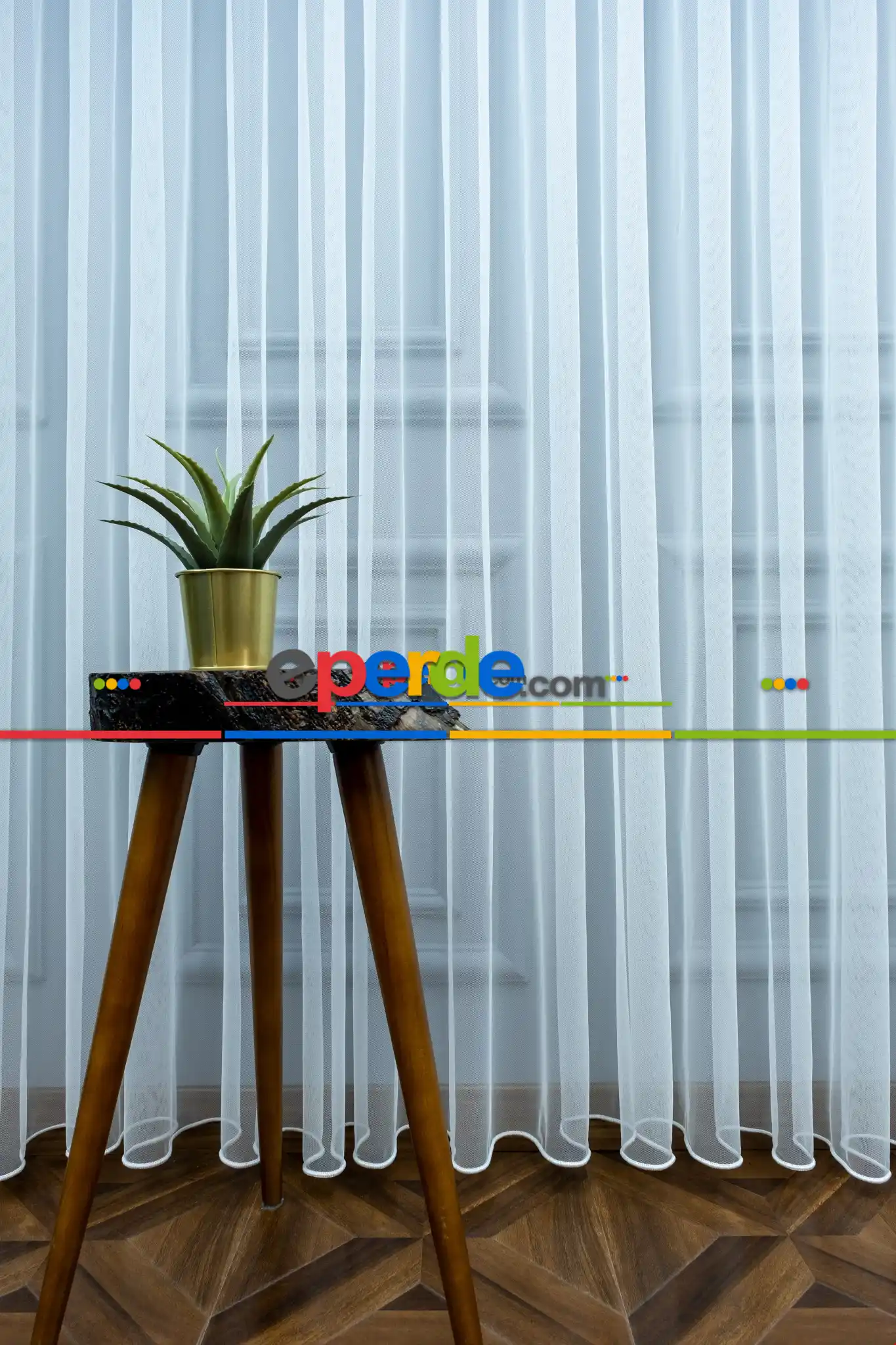 Hazır Ölçülü Grek Tül Düz Zemin - Ekru - Kurşunlu Tül Perde 95cm X 165cm 