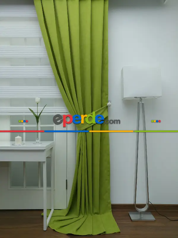 Fıstık Yeşil - Düz Fon Perde- Fıstık Yeşili