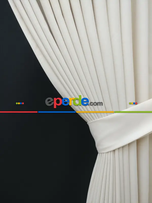 Yatak Odası - Düz Renk Dökümlü Fon Perde (180)- Beyaz