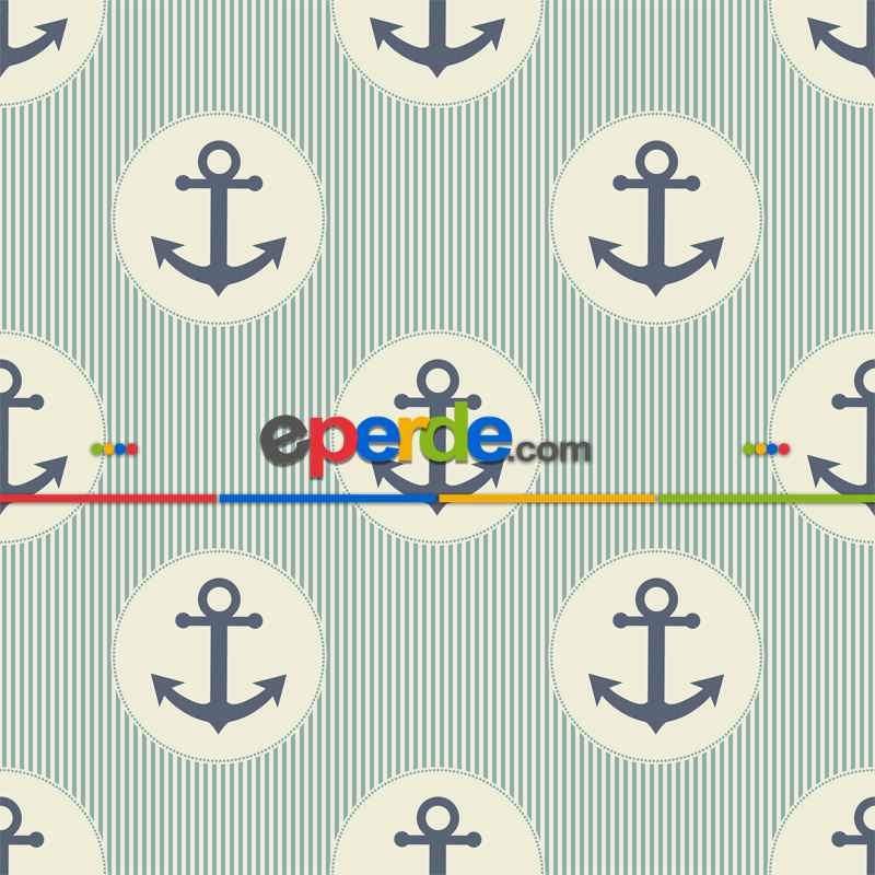 Çapa Desenli Fon Perde Evm612 Kumaşı Kalındır Duck Bezi Değildir- Lacivert-Mavi-Beyaz