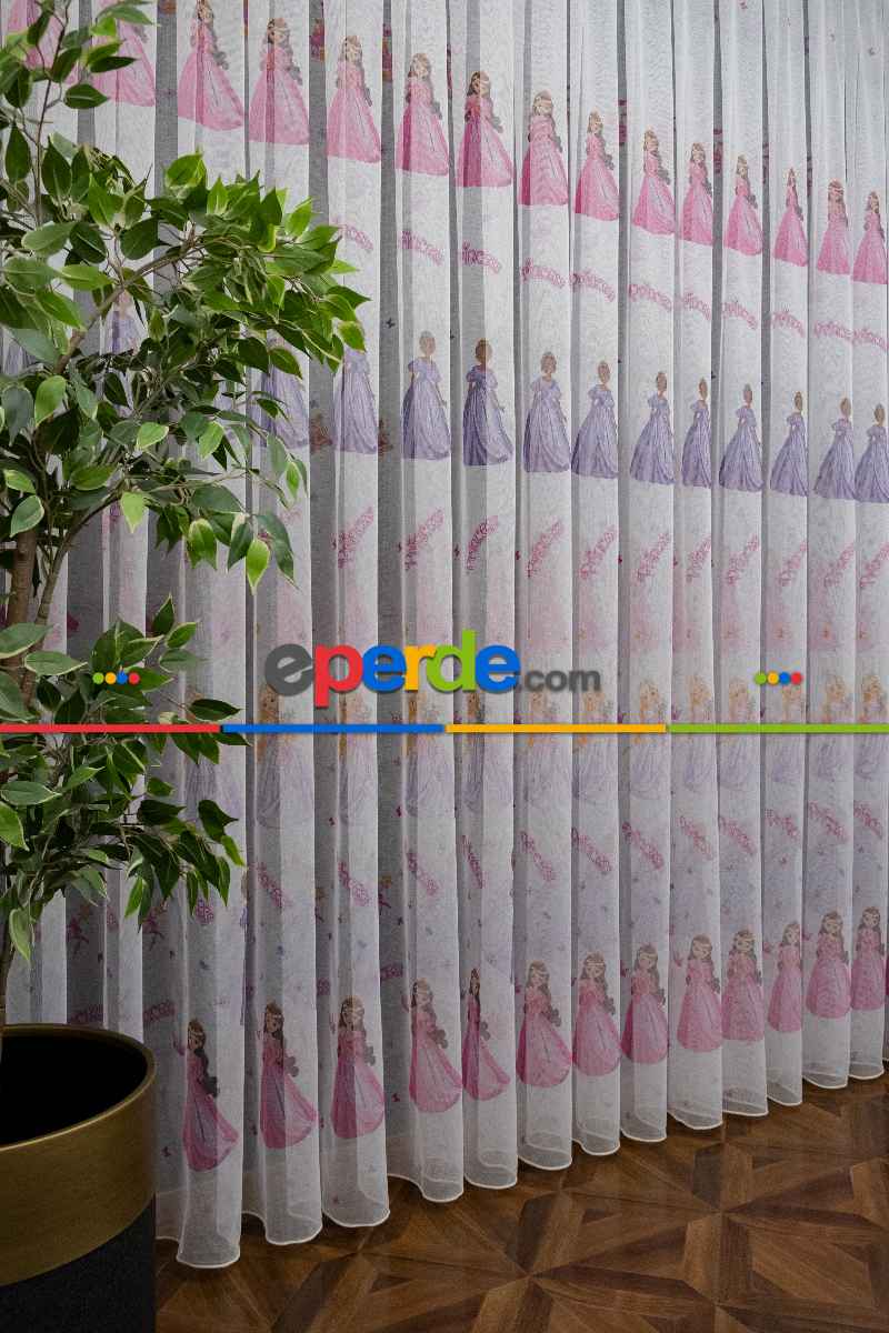 Brillant Prensesli Sindy Cindy Bebek Barbi Barbie Tül Perde Kız Çocuk Odası Tül - Kurşunlu Tül