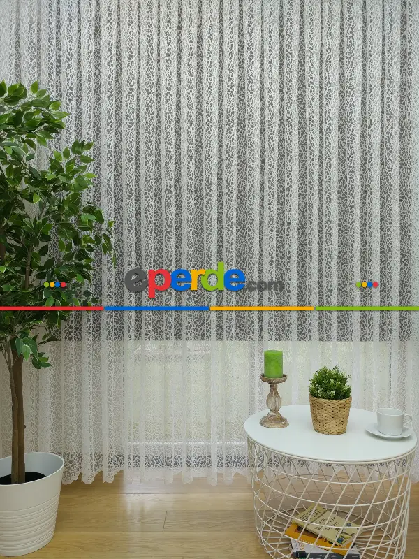 Salon ( Orjinal ) Spor Desen Fransız Dantel Tül Perde 