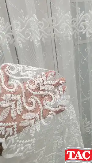 Salon Tül - Taç Eliza İşlemeli Tül Perde