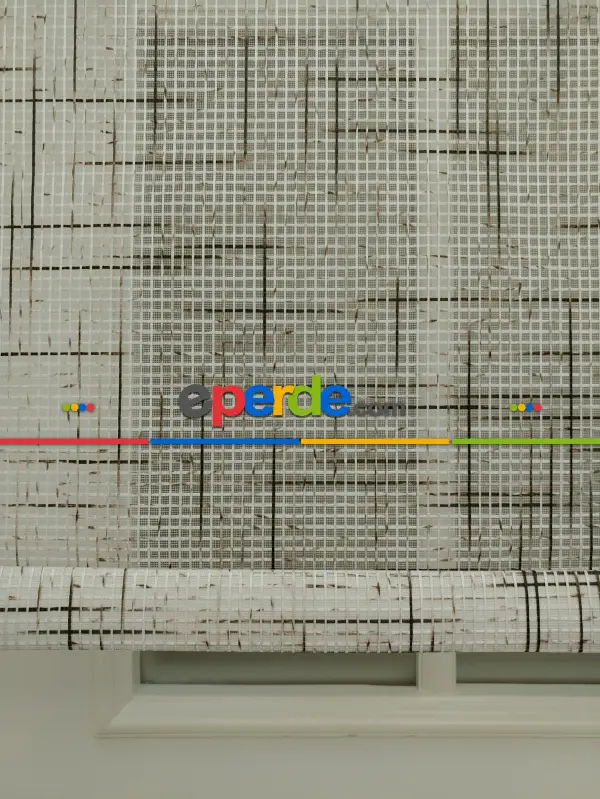 Keten Tül Stor Wicker - Çiftli Sistem Tül Stor Perde (wicker)- Kahve Açık