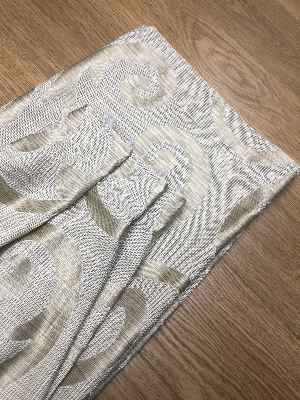 Salon Perdesi - Krem Şal Desenli Jakar Fon Perde (geniş En:280 Kumaş)- Krem