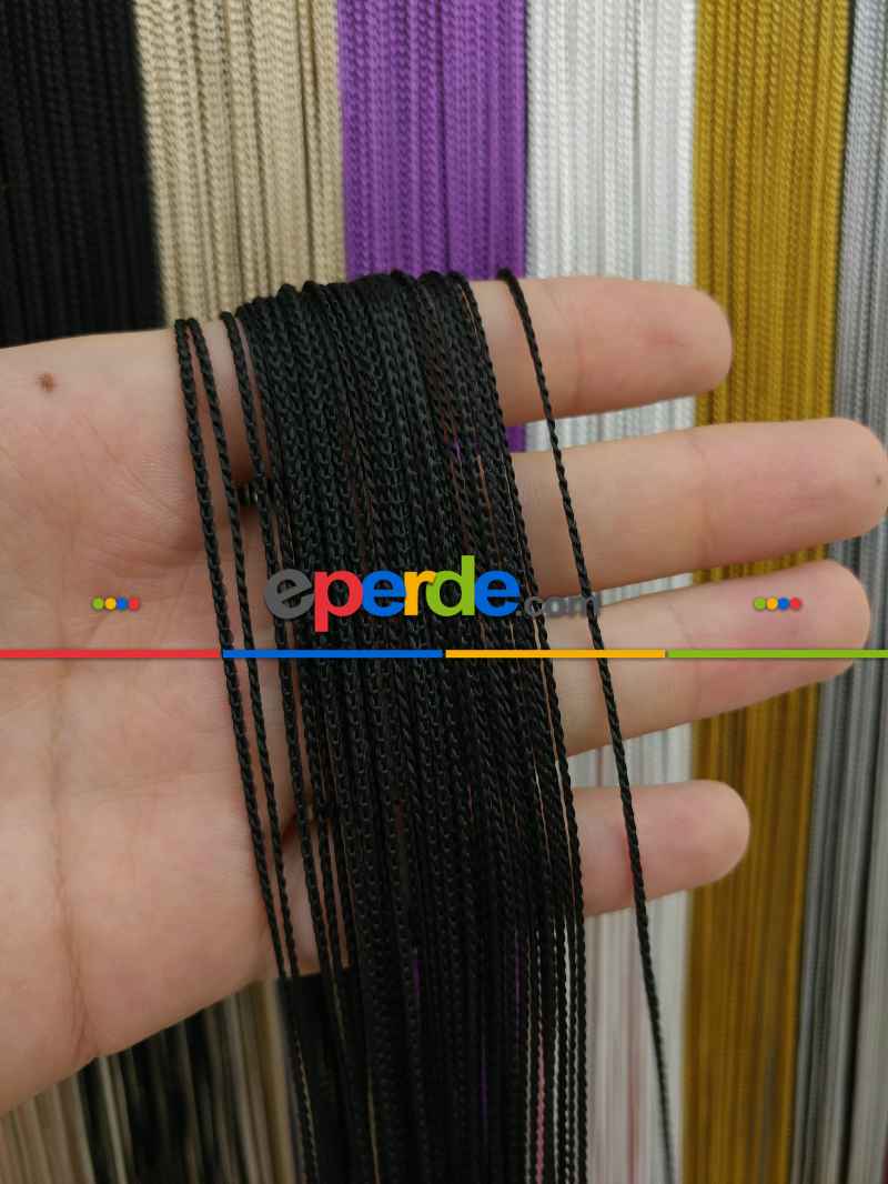 Siyah Rengi İp Perde İnce Zincir Serisi- Siyah