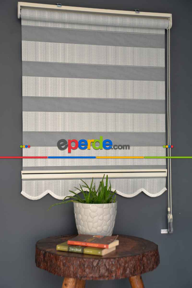 Halim Perdesan Jk-287 Deve Dikeni & Beyaz Renk Etekli Veya Eteksiz Zebra Stor Perde