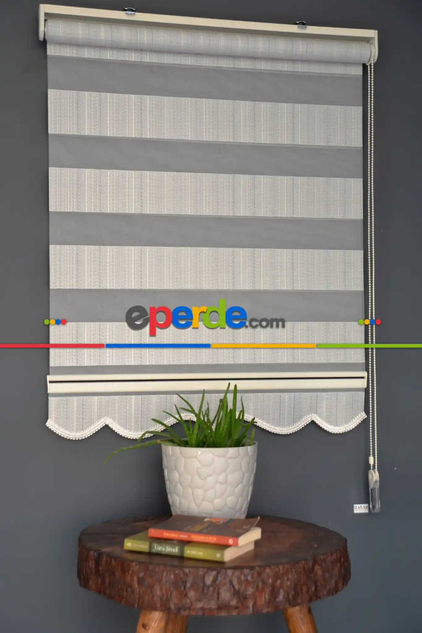 Halim Perdesan Jk-287 Deve Dikeni & Beyaz Renk Etekli Veya Eteksiz Zebra Stor Perde