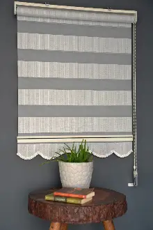 Halim Perdesan Jk-287 Deve Dikeni & Beyaz Renk Etekli Veya Eteksiz Zebra Stor Perde