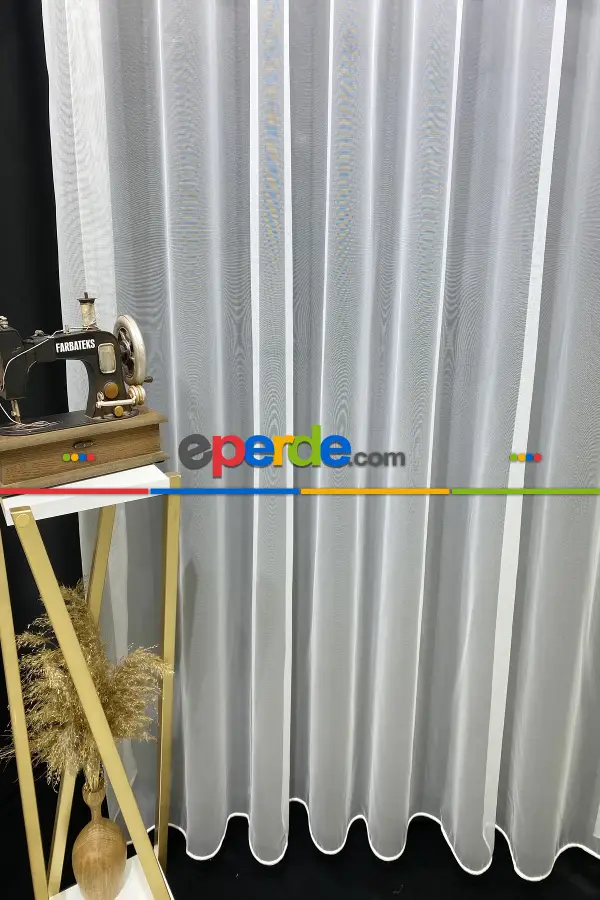 Salon Tül Perde - Es Pile Pırıltılı Düz Sade Tül Perde