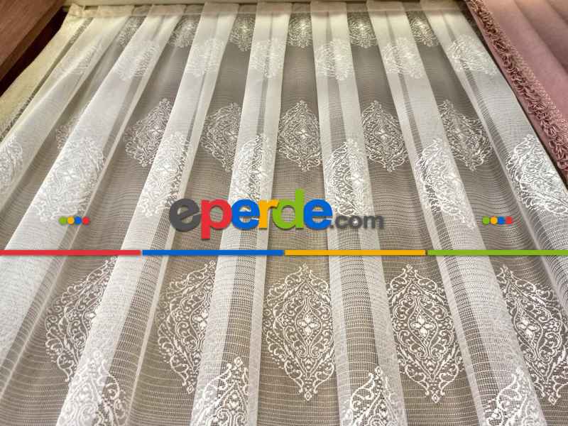 Serpme Damaks Desen Jakar Örme Tül