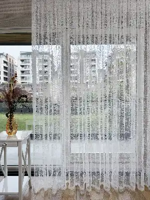 Desenli Fransız Dantel Örme Tül Perde, Desenli Ütü İstemeyen Tül