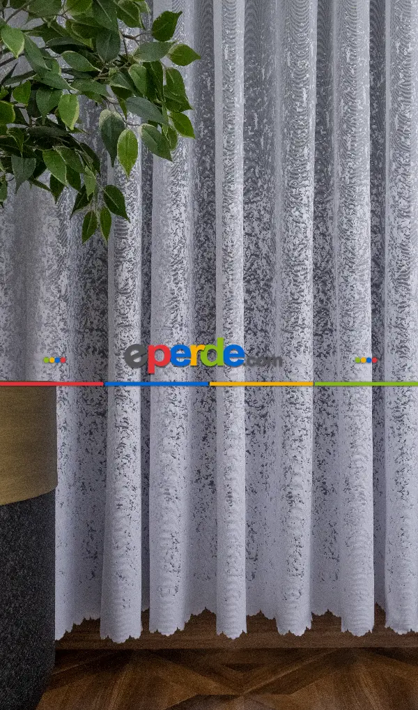 Modern Desenli Beyaz Renkli Örme Tül Perde Yüksek Kalite Bt 1771