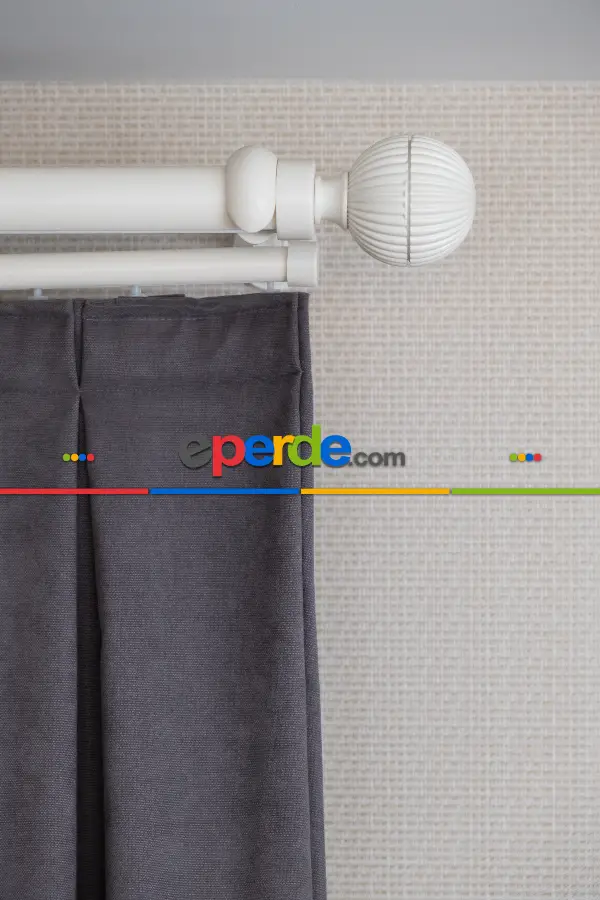 Krem Ve Füme Kombinli Fon Perde - Kadife Dokulu