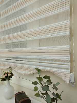 Mutfak - Zebra Perde - Degrade Renk Geçişli Pileli Zebra Perde- Pudra