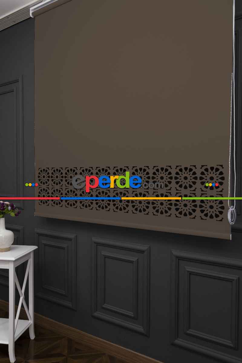 Kahverengi Lazer Kesim Mat Stor Perde (ister Düz - İster Lazer Kesimli Satın Alın)