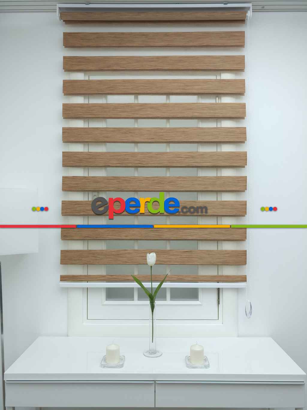 Kahve Bambu Zebra Perde- Kahverengi 50cm X 200cm 