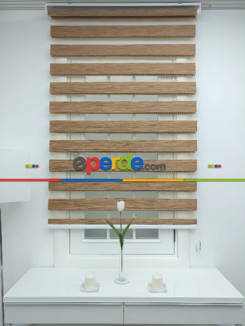 Kahve Bambu Zebra Perde- Kahverengi