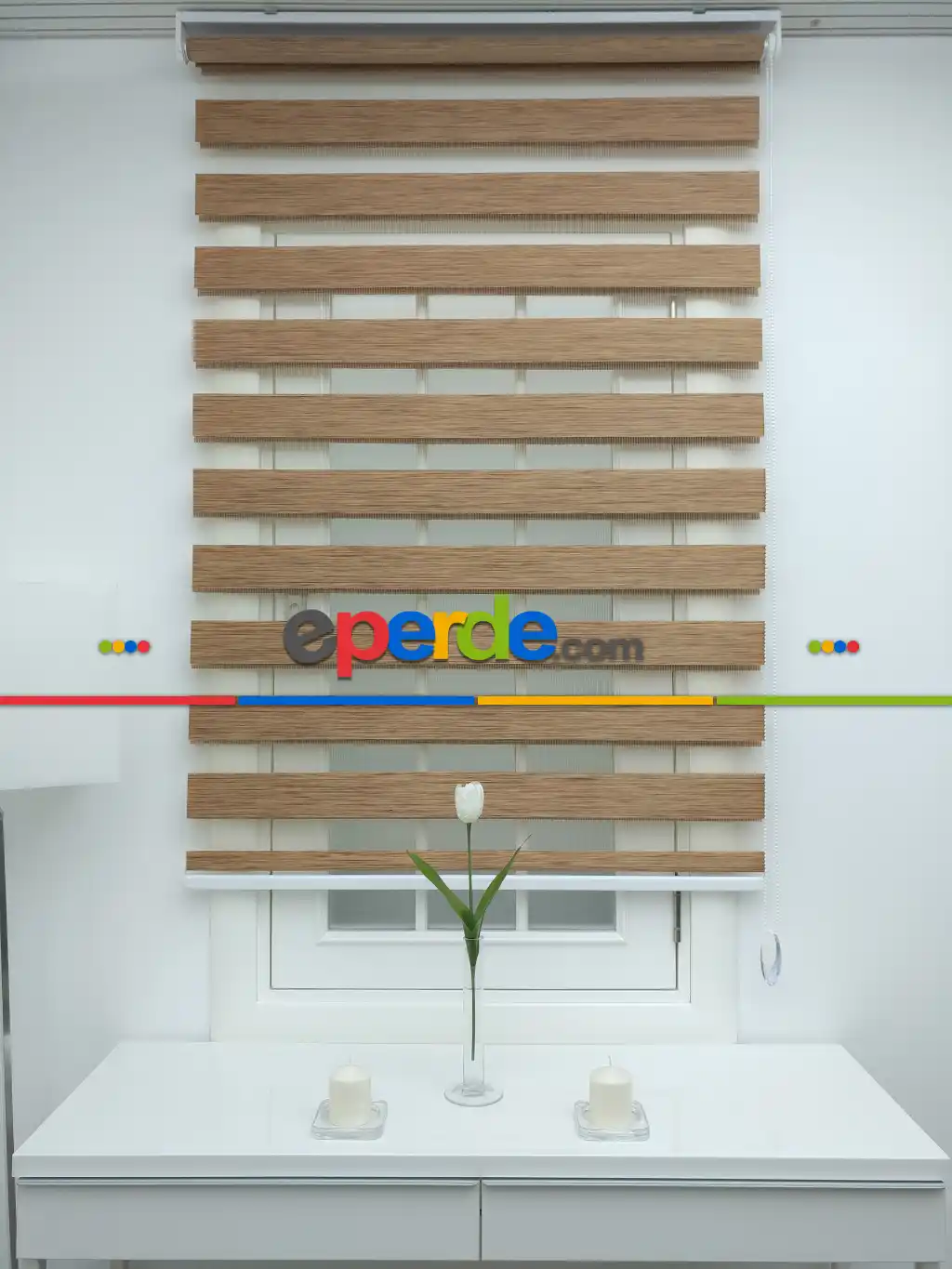 Kahve Bambu Zebra Perde- Kahverengi 50cm X 200cm 