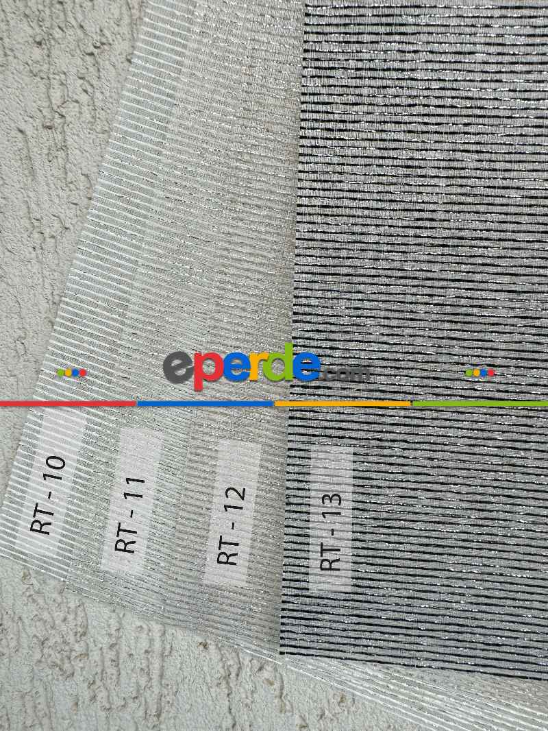 Salon Gümüş Simli Siyah Çizgili Tül Stor Perde, Standart Metal Kasalı Yüksek Kalite Kornişe Kolay Montaj Seçenekli