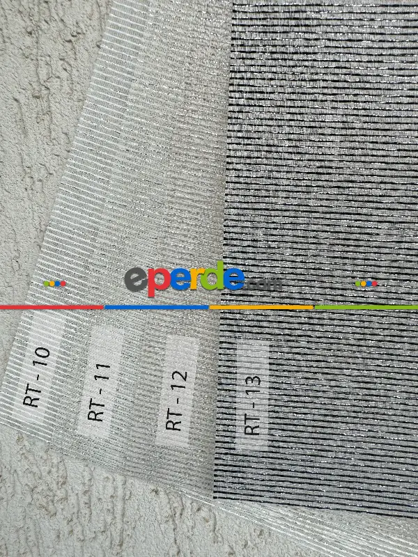 Salon Gümüş Simli Siyah Çizgili Tül Stor Perde, Standart Metal Kasalı Yüksek Kalite Kornişe Kolay Montaj Seçenekli