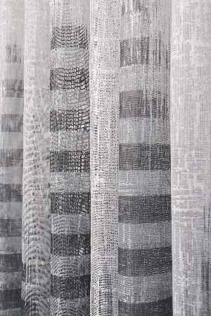 Genç Odası - Modern Çizgili Baskılı Örme Tül Perde- Gri ( Degrade Geçişli) 2022 Özel Seri