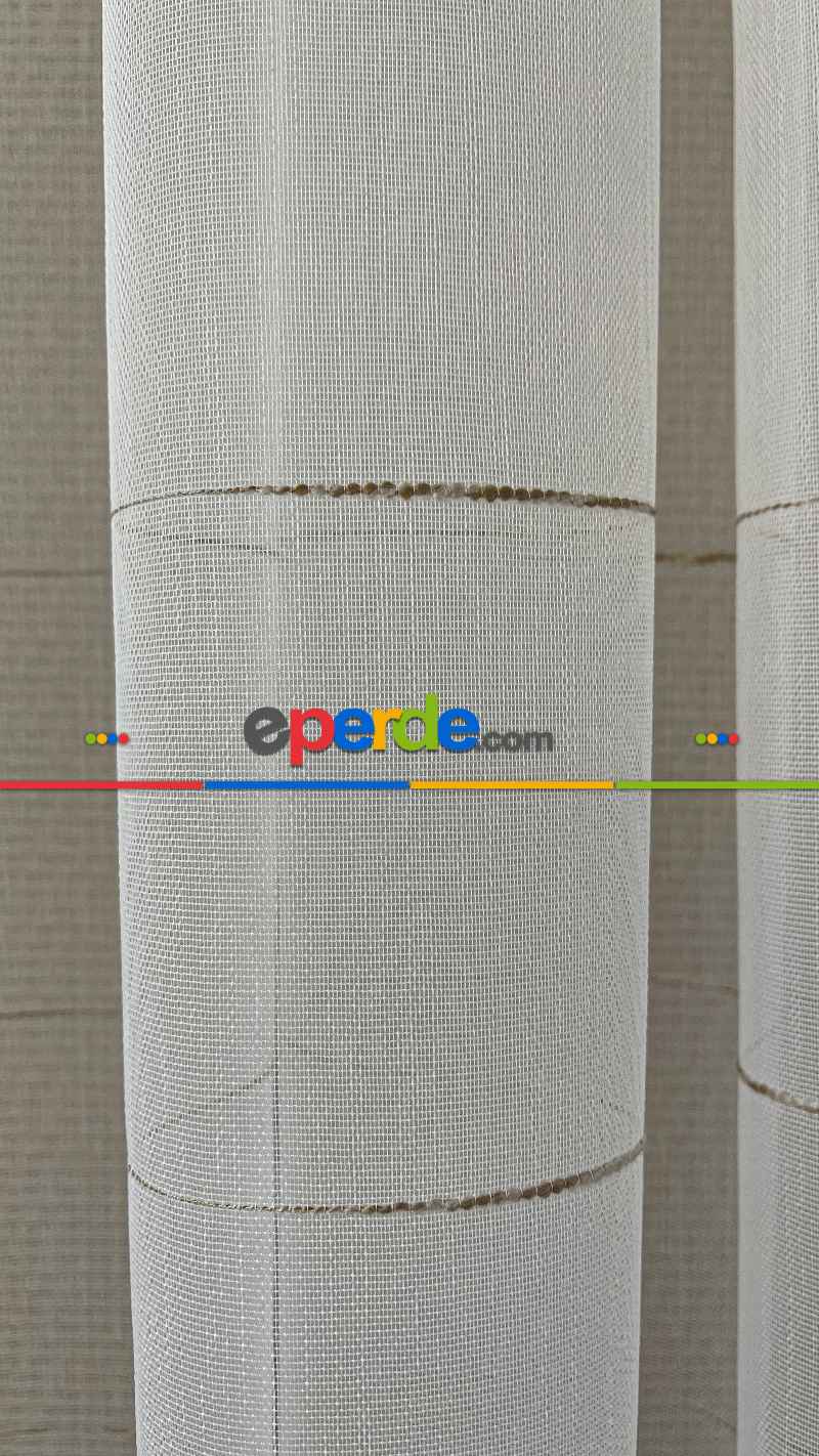 Yüksek Kalite Armür Tül Perde - Yarıya Kadar Kısmında Çizgilidir. Ütü İstemez