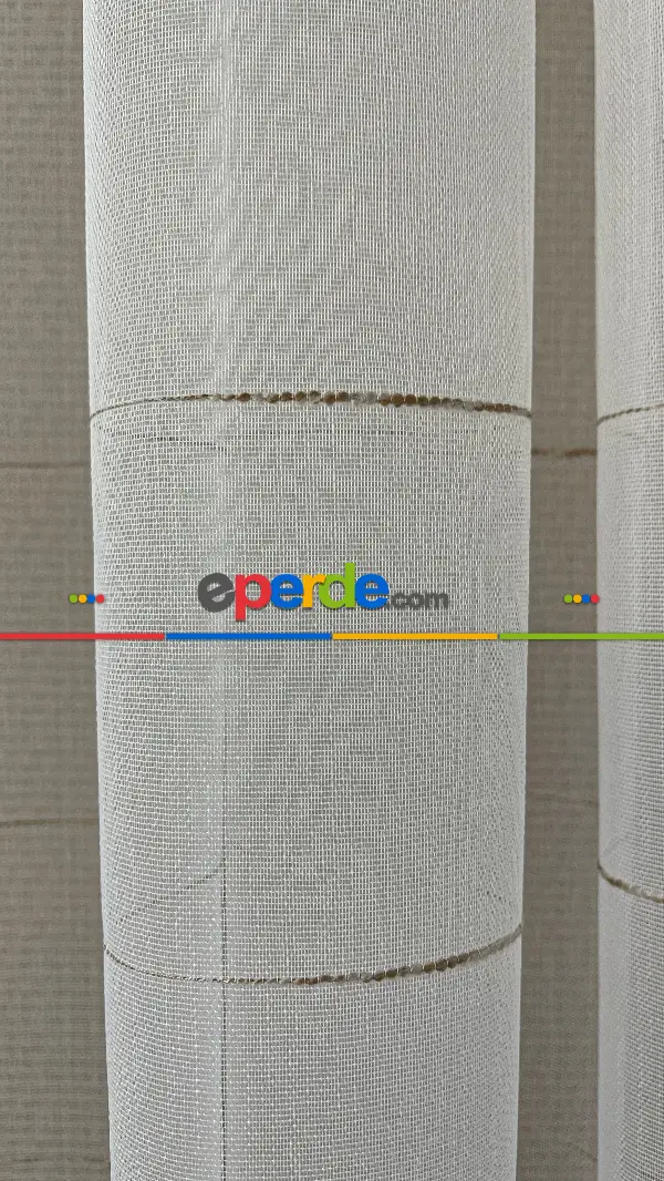 Salon - Yüksek Kalite Armür Tül Perde - Yarıya Kadar Kısmında Çizgilidir. Ütü İstemez