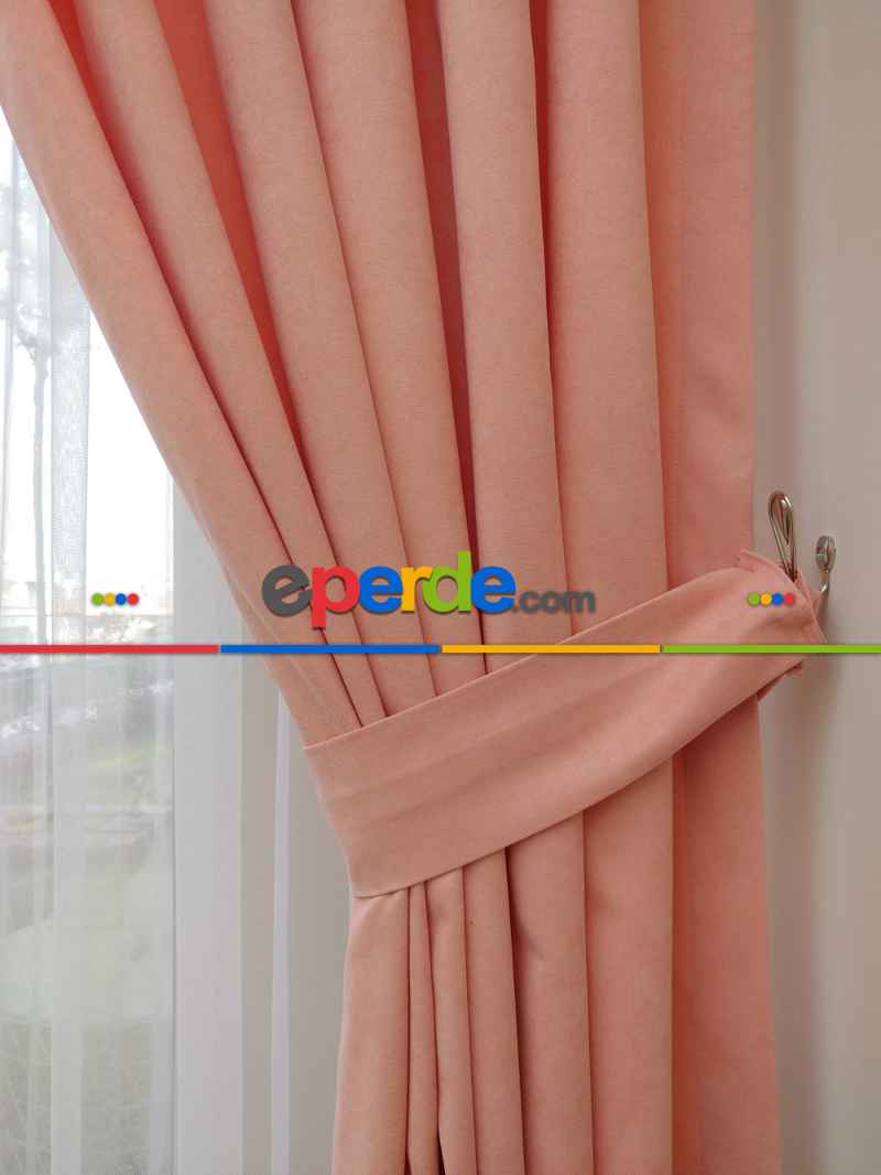 Yavruağzı Düz Sade Mutfak Fon Perde Yan Kanat Perdesi- Yavru Ağzı