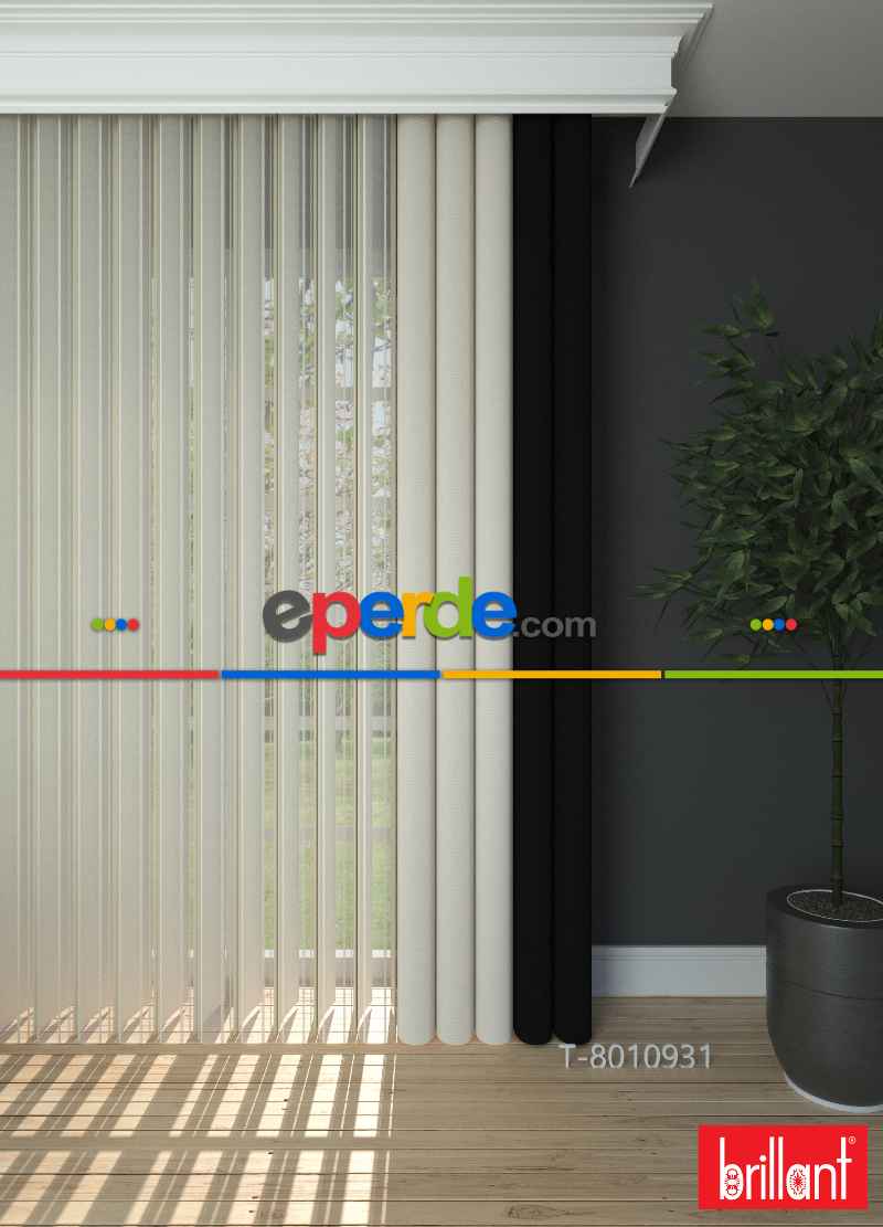 Brillant Akıllı Tül Siyah-krem Perde Tül Dikey Zebra Perde Düz 1. Kalite