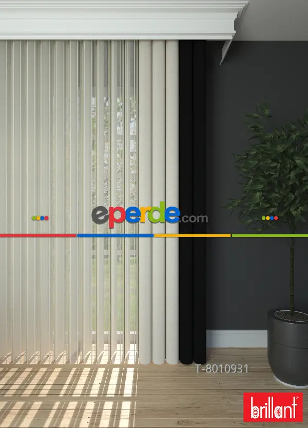 Brillant Akıllı Tül Siyah-krem Perde Tül Dikey Zebra Perde Düz 1. Kalite