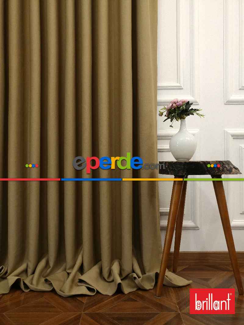 %95 Brillant Karartma Blackout Hardal Bej Renk Fon Perde- Bej-açık Vizon-hardal