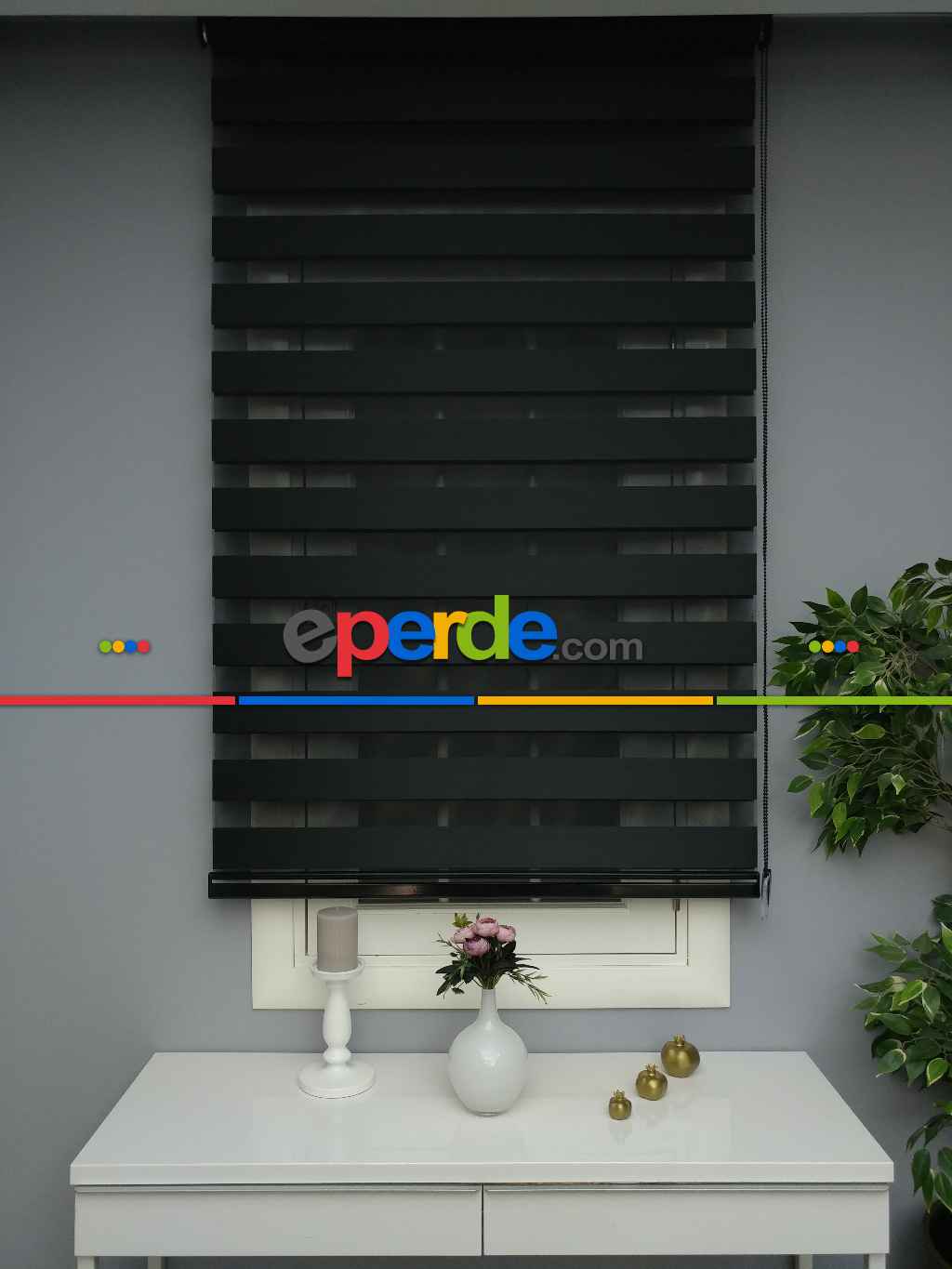 Perle Home Düz Zebra Perde Siyah