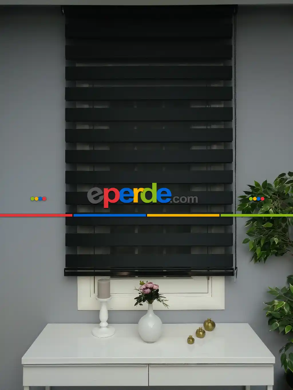 Oturma Odası - Perle Home Düz Zebra Perde Siyah