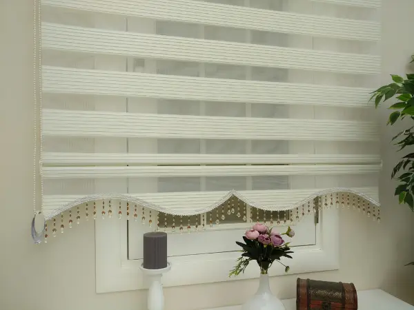 Salon Zebra Perde - % İndirimmm Krem Renk Plise Zebra Perde (kalın Zeminli) 1. Kalite- Krem Açık