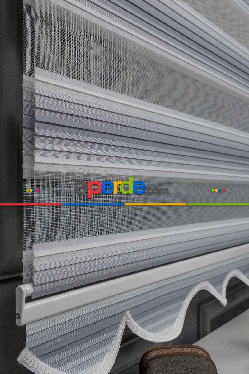 Zebra Perde Degrade Renk Geçişli Pileli Zebra Perde Gri Füme Antirasit