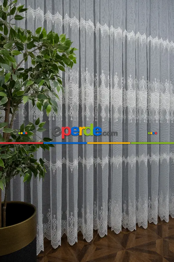 Salon - Brillant Tül Bore Desen Tarz Moda Yeni Salon Tül Nakış İşlemeli Tül