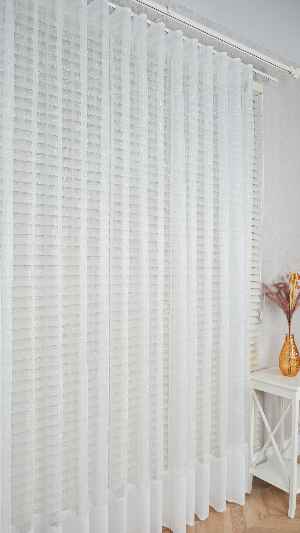 Ekru Etek Bantlı Tül Perde, Ağır Gramajlı Premium Seri