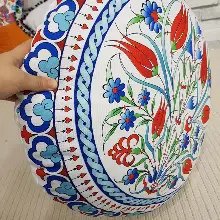 Çini Desenli Yuvarlak Yer Minderi 45 Cm Çapında-  Çok Renkli 2