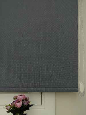 Salon Stor Perde - Keten Koyu Gri Mat Stor- Gri Koyu