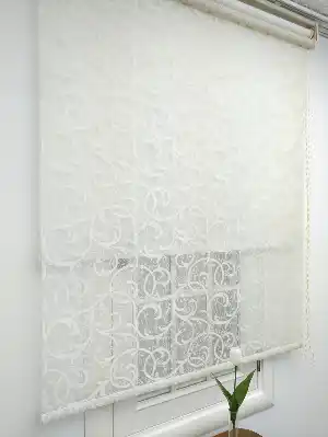 Jakar Örme Tül-dilay 805 Krem Çiftli Sistem Dantel Desenli Perde- Krem