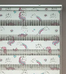 Unicorn Desenli Baskılı Zebra Perde- Çok Renkli