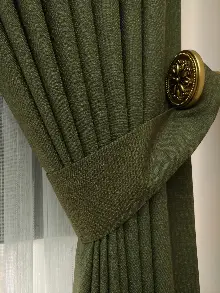 Yatak Odası - Haki Yeşili - Düz Keten Fon Perde (  Keten Fon Perde)- Yeşil-haki