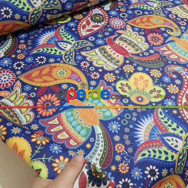 Etnik Desenli Fon Perde K707 Kumaşı Kalındır Duck Bezi Değildir-  Çok Renkli 3